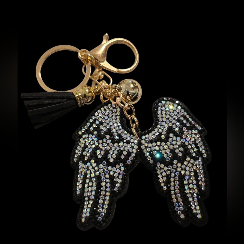 Rhinestone Angel Wings Bag Charm / Keychain